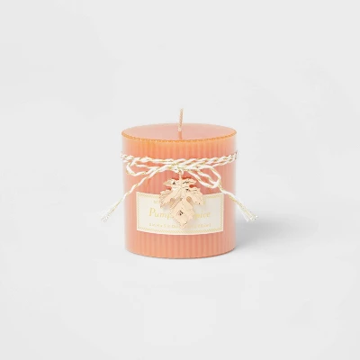 Ribbed Pillar Pumpkin Spice Candle - Threshold™ - Image 3