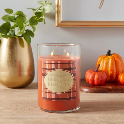 21.5oz Lidded Glass Jar 2-Wick Heritage Pumpkin Candle - Opalhouseā¢