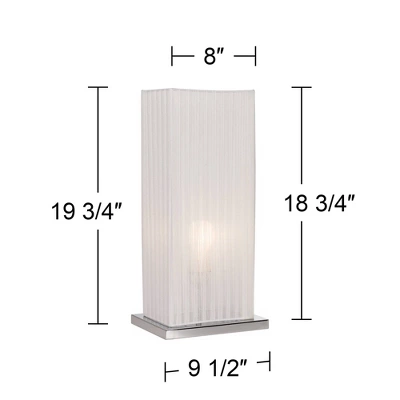 360 Lighting Cube Modern Accent Table Lamp 19 3/4" High White Ribbon Fabric Shade For Bedroom Living Room Bedside Nightstand Office Kids Family House - Image 5