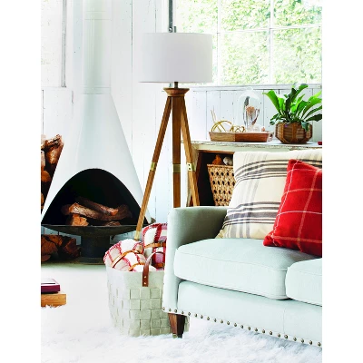 Oak Wood Tripod Floor Lamp Dark Brown - Threshold™ - Image 4