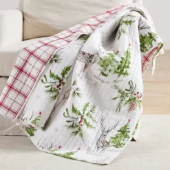 Sleigh Bells Holiday Quilted Throw Multi Color - Villa Lugano