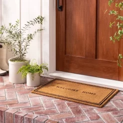 Welcome Home Coir Doormat Tan/Black - Hearth & Hand™ With Magnolia