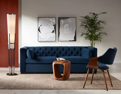 Possini Euro Design Flute Modern Torchiere Floor Lamp 64" Tall Satin Black Brushed Nickel White Linen Shade For Living Room Bedroom Office House Home - Image 8